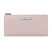 agnes b. 長鐵牌雙色防刮L拉鍊長夾 櫻花粉/白