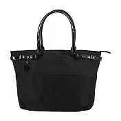 agnes b. 鐵牌吊飾三層托特包 小/黑