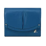 agnes b. 圓弧抓皺翻蓋短夾- 土耳其藍