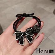 【Hera 赫拉】專櫃精品環繞珍珠蝴蝶結髮圈 HRG6 黑色蝴蝶結