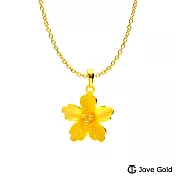 JoveGold漾金飾 桃花盛開黃金墜子  送玫瑰鋼項鍊
