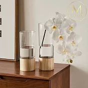 【Floral M】日式白川居家簡約壓克力原木底座花瓶