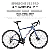 SPORTONE U31 PRO 鋁合金內走線彎把碟煞16速 L-TWOO R3甩把公路車,煞變合一平焊車架（隱藏內走線）競速碟煞彎把破風跑車- 消光灰