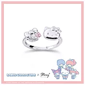STORY 故事銀飾 -Sanrio學院Mix系列-HelloKitty凱蒂貓晶鑽純銀戒指 國際圍#9