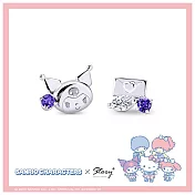 STORY 故事銀飾-Sanrio學院Mix系列-Kuromi酷洛米晶鑽純銀耳環 針式