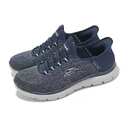 Skechers 休閒鞋 Summits Slip-Ins 寬楦 男鞋 藍 灰 彈力鬆緊帶 輕量 懶人鞋 232469WNVY 28cm NAVY