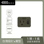 +886 [極野家] 1開1壁插轉換器/過載保護 V2 HWS2110 (3色可選) 軍綠