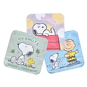 【ONEDER 旺達棉品】史努比小方巾 Snoopy三入純棉小方巾- SN-DI002