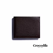 【Crocodile】鱷魚皮件 真皮皮夾 Rocky系列 5卡 雙層鈔票 壓扣零錢 短夾-0103-09903 咖啡色
