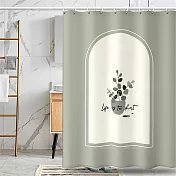 無印風防水浴簾180*180CM  浴簾/拉簾/防水/隔間簾 小清新綠盆栽