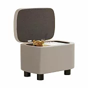 【好氣氛家居】質感舒適軟包皮革收納椅凳/兩色可選 淺灰色