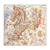 Hermes 愛馬仕 Academia Hippica 90 手工捲邊斜紋真絲方巾 (白色/玫瑰粉色/米色)