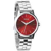 NIXON The SMALL KENSINGTON 時尚腕錶-銀X紅