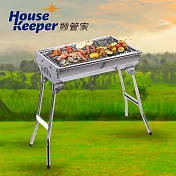 妙管家 不鏽鋼高腳烤肉架煎烤雙享組(附摺疊燒烤盤 煎盤 烤夾)