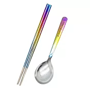 【Best Ti】環保餐具 純鈦冰晶阿湯筷匙組 八方筷  繽紛彩