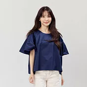 好我_Ashley圓領細褶連袖上衣 FREE 丈青