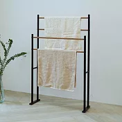 【H&R 安室家】日系木紋設計款毛巾掛架 浴巾架 BS236(落地式置物架/毛巾架)