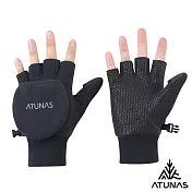 【ATUNAS 歐都納】防風保暖半指兩用手套A2AG2504- 黑-M