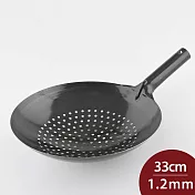 KANDA 神田鐵鍋 鐵製油炸濾網鍋 33cmx1.2mm 中華鍋 中華炒鍋 鐵鍋 片手鍋 單柄鍋 濾油鍋 日本製