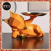 摩達客◉開運招財◉現代藝術橘色設計師斜躺捧金盤迎賓招財貓-開運喵星人擺飾 時尚藝術 事業開店禮品