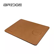 iBRIDGE 急速Qi2無線皮革鼠墊充電器 琥珀棕