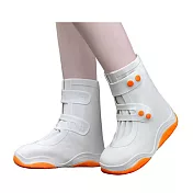 【iSFun】雨季時尚 防水防滑加厚短筒雨鞋套/白澄XL(40-42)