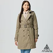 【ATUNAS 歐都納】女款GORE-TEX防水透氣+保暖羽絨二件式長版風衣外套/大尺碼A2GT2509W- S 摩卡棕