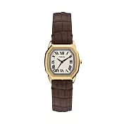FOSSIL 歐風美學時尚皮帶腕錶-金X棕