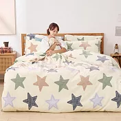 【DUYAN 竹漾】法蘭絨單人三件式床包兩用毯被組 / 彩光初星
