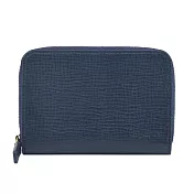 agnes b.仿樹壓紋ㄇ型零錢夾- 深藍