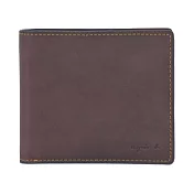 agnes b.LOGO壓印對開短夾- 咖