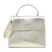 agnes b.燙字仿樹紋手提斜背包-小 金