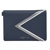 agnes b.燙銀logo三角幾何證件夾- 藍