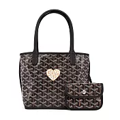 GOYARD 心形印記LOGO雙面購物包 迷你/黑棕