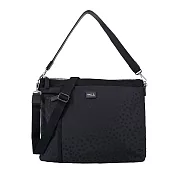 agnes b. 皮革LOGO圓點尼龍斜背包-大 黑