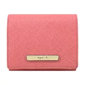 agnes b.長鐵牌雙色防刮短夾- 柚粉