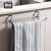 【日本霜山】不鏽鋼廚櫃門後掛架/雙桿抹布架