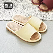 【日本霜山】和風皮質透氣亞麻底防滑室內拖鞋-多款可選 米白26cm(38-39)