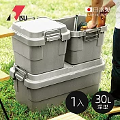 【日本RISU】TRUNK CARGO二代 日製戶外掀蓋式耐壓收納箱(深型)-30L-3色可選(TC-30S)- 岩灰