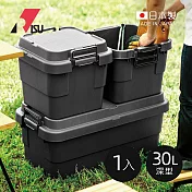 【日本RISU】TRUNK CARGO二代 日製戶外掀蓋式耐壓收納箱(深型)-30L-3色可選(TC-30S)- 炭黑