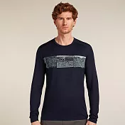 【紐西蘭Icebreaker】男 Oasis 圓領長袖上衣 (等高紀錄)-200 S 深藍