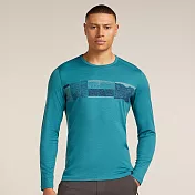 【紐西蘭Icebreaker】男 Oasis 圓領長袖上衣 (等高紀錄)-200 S 湖水藍