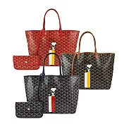 GOYARD SNOOPY聯名款條紋塗料帆布LOGO子母購物包-任選色 小/紅/白黃