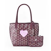 GOYARD 心形印記LOGO雙面購物包 迷你/酒紅