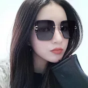 seoul show首爾秀 小框水晶切邊太陽眼鏡抗UV400墨鏡 902  黑灰片