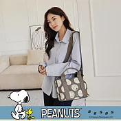 Kiiwi O! x SNOOPY 聯名款.多隔層厚磅帆布兩用托特包 KATO 灰白