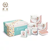 Roaze 柔仕 新款特級棉柔新生兒賀禮 / 乾濕兩用布巾彌月禮盒 - 多款任選  矽膠盒-雪櫻粉
