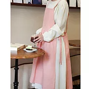 韓系純棉百褶圍裙 粉色