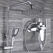 增壓淋浴花灑套裝（三擋出水 水鍍拉絲 不銹鋼 淋浴套裝 淋浴器 噴頭花灑 淋浴噴頭 增壓蓮蓬頭 沐浴龍頭） 電鍍飛翔不銹鋼圓形噴頭/三檔岀水