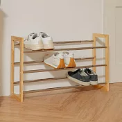 【H&R安室家】台製木紋三層堆疊可延伸鞋架 原木色 SH78B
